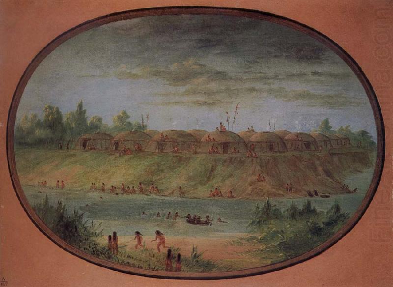 Minnetarree Village Seen Miles above the Mandans on the Bank of the Knife River, George Catlin